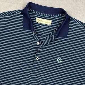 Donald Ross Oakmont CC Mens Navy Blue Striped Golf Polo Shirt Large Logo